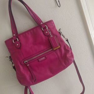 SOLD Coach Hot Pink Leather Satchel Crossbody Bag